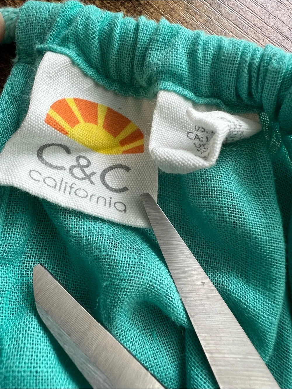 C&C California Aqua Beach Cover Up Dress Pockets Shell Tie Back Size Large